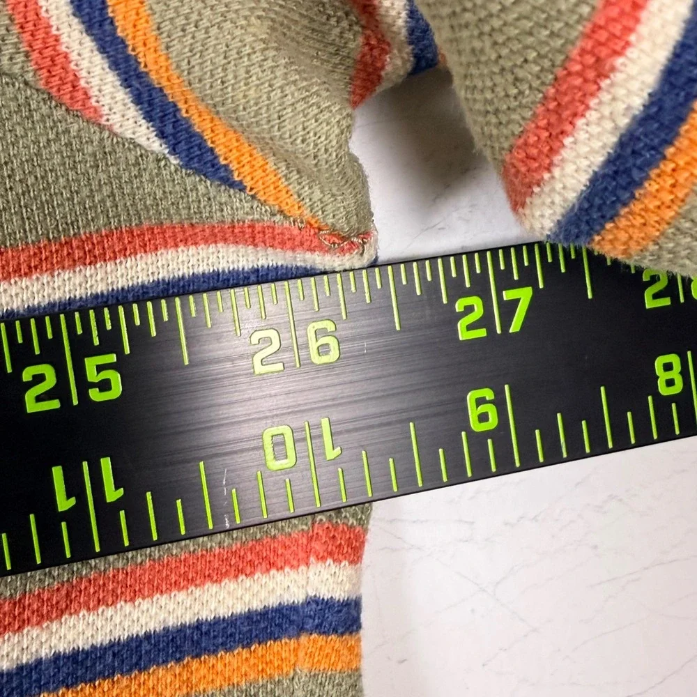 Vintage Polo Ralph Lauren Polo Shirt Men XL Tan Striped Fade Pique Cotton Pony‎
